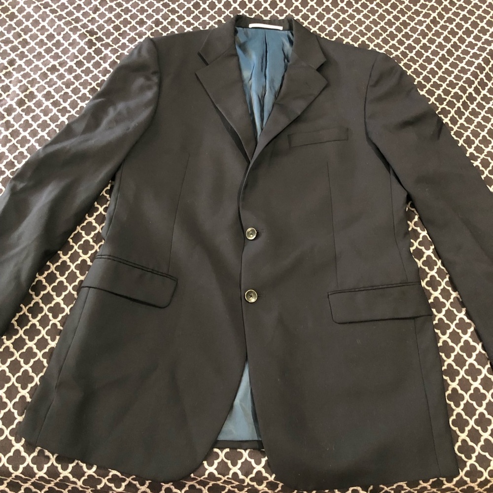 Hickey Freeman Sport Coat Blazer 42L Worsted Wool Navy Blue 2 Button Jacket Ee15